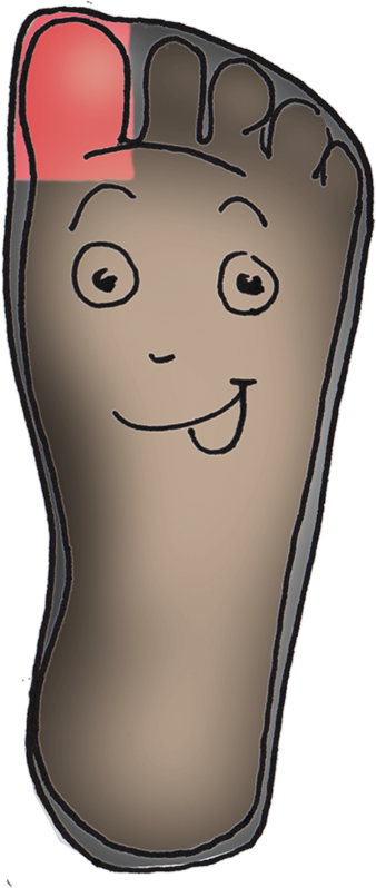 plus12socks-fuss-in-Socke-genial Zeichnung eines Fußes mit plus12socks und glücklichem Gesicht