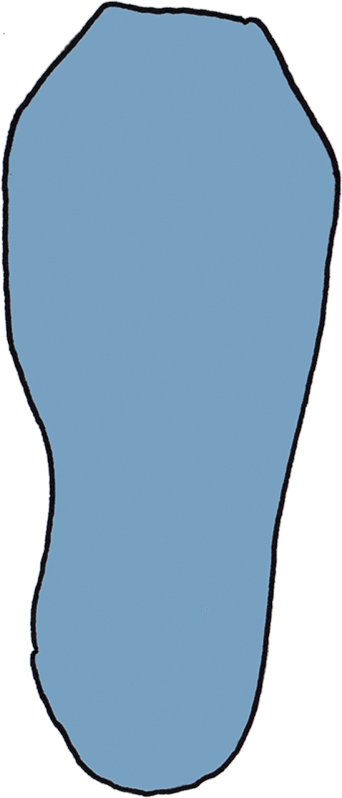 Sockenform-unpassend-plus12socks Zeichnung von einer Fußform mit unpassender Sockenform
